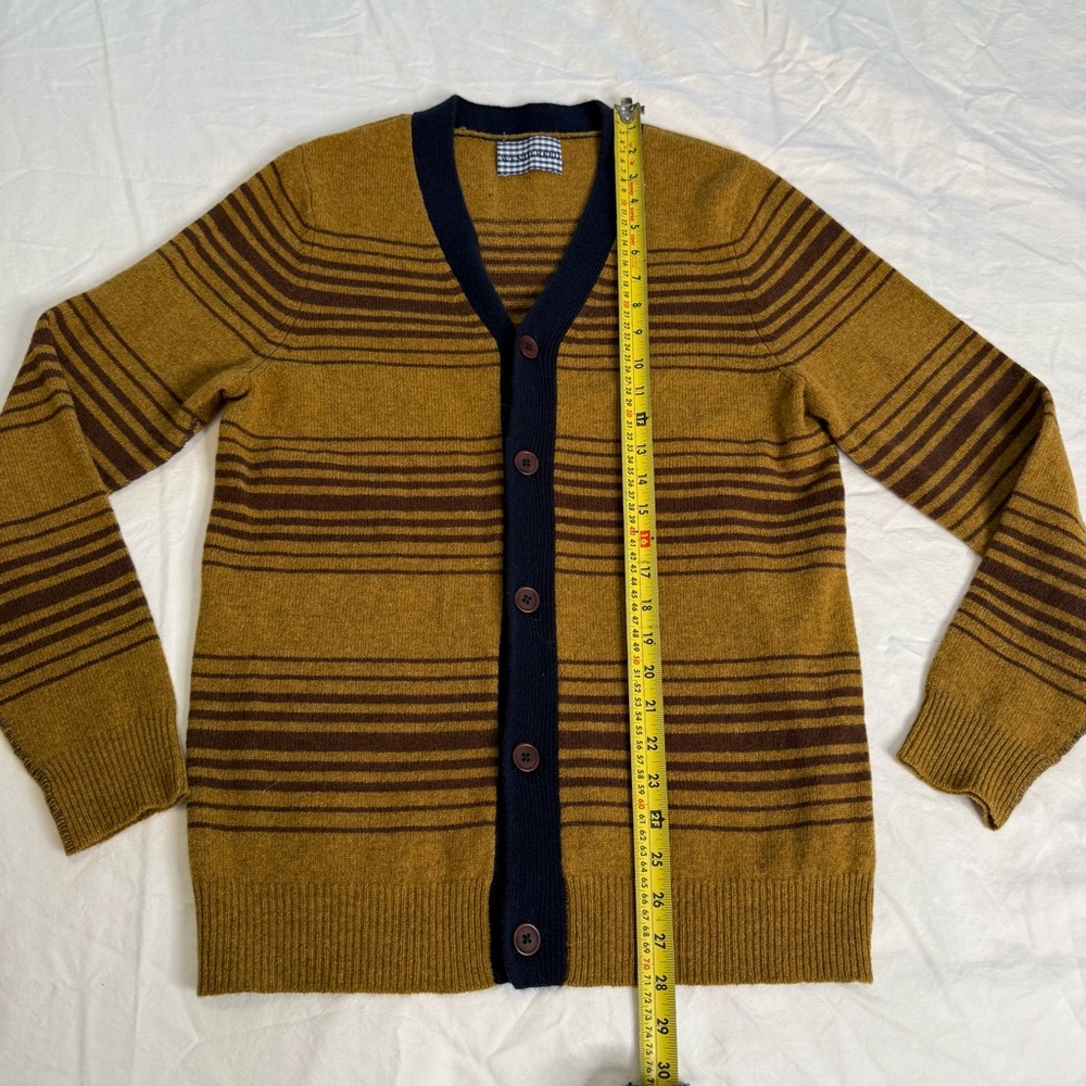 Wendi Reed 100% Lambswool Striped Cardigan Boutique Designer Knit Sweater M - Picture 8 of 11